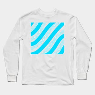 Blue watercolor glitter stripes art Long Sleeve T-Shirt